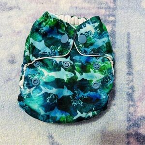 NWT Thirsties Newborn Natural All-In-One NB NAIO Jaws 2 Cloth Diaper